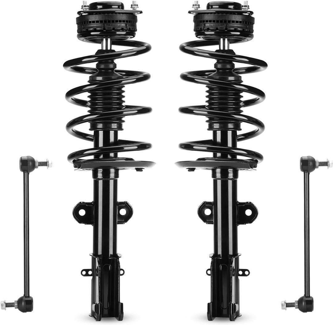 Front Struts Shock w/Coil Spring & Sway Bar Links for 2008-2019 Dodge Grand Caravan (Exc. RT, GT) / 2008-2016 Chrysler Town & Country (Exc. S), Shock Absorber Assembly Replace 171128L 171128R K7258