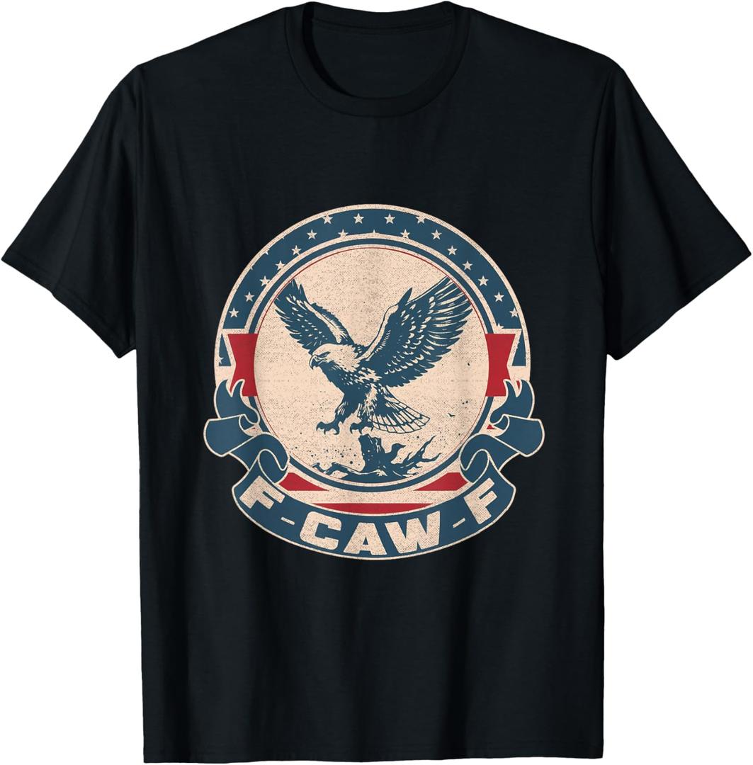 F-CAW-F Vintage Bald Eagle America T-Shirt (Black, XXXL)