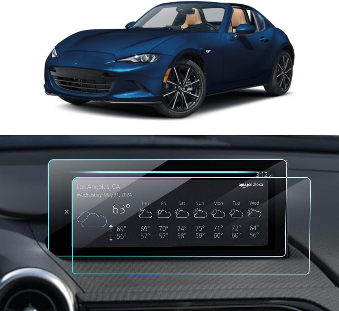 2PCS Car Screen Protector for 2024 2025 Mazda MX-5 Miata (Sport/Club/Grand Touring) Accessories Navigation Nano Touchscreen Protector Film HD Clear Bubble Free 8.8''