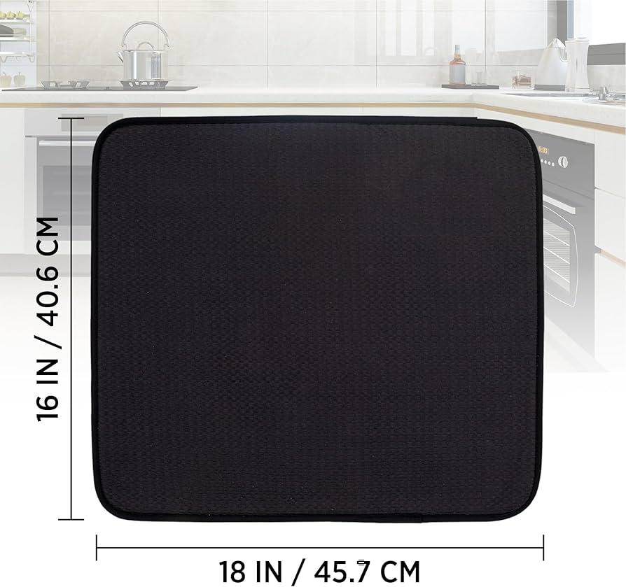 Dish Drying Mat Black 16x18 Inch