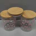3 Pcs Pink Bow Glass Storage Jars with Airtight Lids Pink Bow Candy Cookie Jars Gift Cute Preppy Kitchen Canister Set for Women Girls Cute Kitchen Counter Decor Airtight Candy Cookie Containers