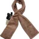 Faux Fur Scarf With Hidden Zipper Pocket, Soft Cozy Warm Pocket Scarf for Hands-Free Storage Phone