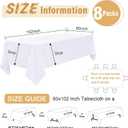 8 Pack 60"x102" White Polyester Tablecloth, Wrinkle & Stain Resistant for Wedding & Home Use