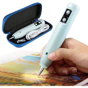 Electric Diamond Painting Pen - Cordless Diamond Art Pen Low-Noise Wax-Free, Rechargeable 2-Speed with LED Light & Removable Magnifier, Portable Diamond Art Accessories for Crafts Lovers