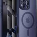 Symcele Designed for iPhone 16 Pro Max Case, Compatible with MagSafe, with Privacy Screen Protectors X2, [Camera Protection] [15FT Military Drop Protection] Shockproof Phone Case, 2024, Deep Blue