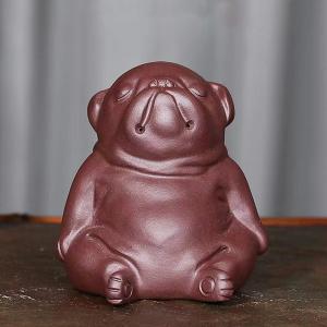 Zisha Tea Pet Angry Unhappy Cat Bat Figurine, Cute Kung Fu Tea Ornament Accessories of Frog Tea Set, Decoration for Tea Table Desk Tearoom, Great Gift for Tea Lover Friend (7.Pug)