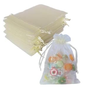 100 Pcs Organza Drawstring Gift Bags 5x7 inch Ivory for Jewelry,Candy,Card,Coin,Sheer Fabric Clear Mesh Wrap Pouches Sachet for Baby Shower,Christmas,Party Favors,Bridal Shower,40th Birthday,Wedding