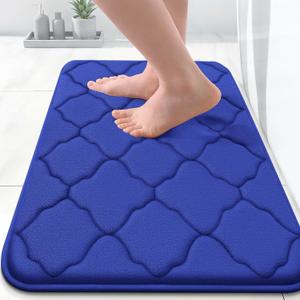 OLANLY Memory Foam Bath Mat Rug 24x16, Ultra Soft and Absorbent Bathroom Rugs, Non-Slip, Comfortable, Machine Washable Bath Carpet for Bathroom Floor, Tub Shower and Home Decor Accessories, Royal Blue