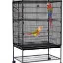 Daoeny Bird Cage Seed Catcher, Large Bird Cage Cover, Adjustable Soft Airy Nylon Mesh Net, Birdcage Cover Skirt Seed Guard for Parrot Parakeet Macaw African Round Square Cages (Black)