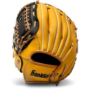 Franklin Sports Baseball and Softball Glove - Fieldmaster Adult + Youth Baseball Gloves - Men's + Women's Infield + Outfield Mitt (Tan)