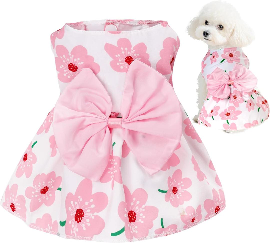 Choyaxo Floral Dog Dress Cute Dog Skirt Pet Dress Summer Pet Clothes for Puppy X-Small Cats
