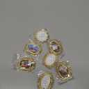 Qunclay 7 Pcs One-inch Mini Vintage Picture Frame Tiny Metal Picture Frames Antique Mini Photo Frame Wallet for Christmas Tabletop and Wall Display Old Fashioned Photo Gallery Art Decor