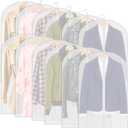 12 Pack Clear Garment Bags for Hanging Clothes, 47" Suit Bags for Closet Storage,Plastic Dustproof Suit Cover Bags,Plastic Suit Cover Bags with Zipper for Coats,Jackets,Shirts (24''X47'')