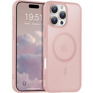 Temdan for iPhone 16 Pro Max Case [Compatible with MagSafe] [Military-Grade Drop Protection] [Anti-Fingerprint] [Anti-Scratch] Slim Silky-Soft Touch Translucent Matte Case 6.9 inch, Light Pink