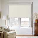 Blackout Roller Shades Cordless Blinds for Windows, Free-Stop Shades with Valance, Thermal Insulated Linen Fabric UV Protection Natural Woven Cream Blinds for Home and Office Ivory 40" W x 72" H