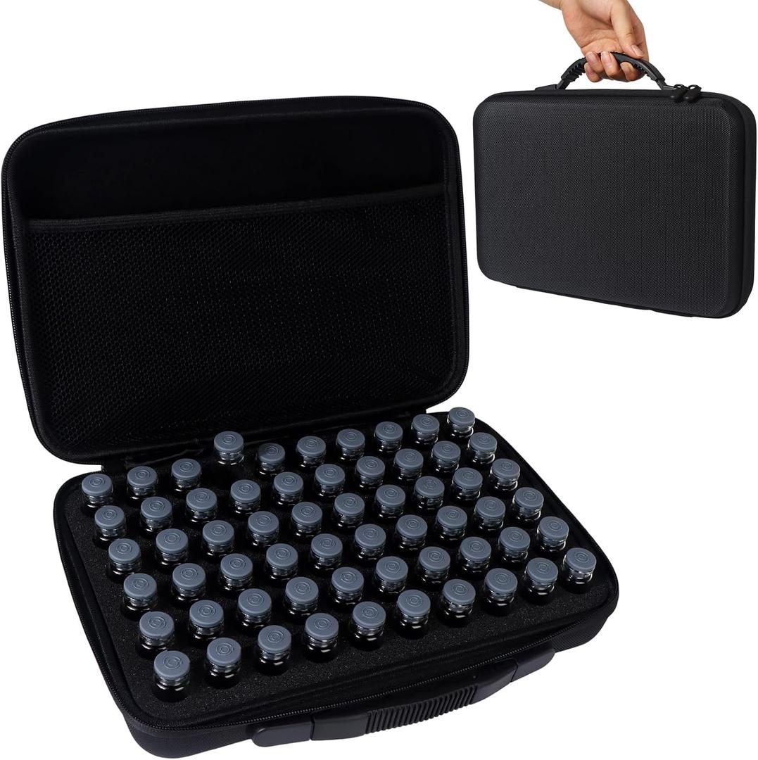 Insulin Travel Case Diabetic Insulin Peptide Fridge Carrying Case with Mesh Pocket Fits 10ml Vials, Vial Holder Storage Protector Bag Insulin Cooler for Home Organization (60 Slots, Black)