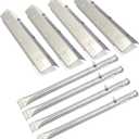 Grill Replacement Parts Kit Replacement for Dyna glo DGH485CRP, DGH485CRP-D 4 Burner, DGH474CRP 5 Burner Gas Grill, Stainless Steel Grill Heat Plates and Grill Burners, 4 Pack