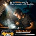 Samyoung 2 Pack 2400LM Magnetic Rechargeable Work Light, 28 Hours Long Lasting Stepless 2700-8000K White & Warm Bright Portable LED Work Light, Ultralight 360Rotating with Hook(Yellow)