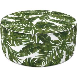 LVTXIII Indoor/Outdoor Inflatable Ottoman, D31 x H14 Inch Large Round Ottoman, All Weather Foot Rest Stool, Portable Footrest for Patio, Garden, Camping and Home - Palm Green