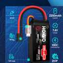 HOOVO 2S Shorty Lipo Battery 2200mAh 100C 7.4V RC Lipo Battery with TR Connector for FPV Racing Drone RC Airplane Helicopter Quadcopter Car-2 Pack