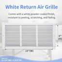 Howeall 18"W x 8"H [Duct Opening Size] Steel Return Air Grille, Air Return Vent Cover for Ceiling and Sidewall - HVAC Air Vent Covers - [Outer Dimensions: 19.75"W x 9.75"H]