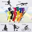 Non Slip Socks 4 Pairs Anti Slip Football Socks Men's Athletic Anklets with Grips for Yoga Basketball Sports (Blue+pink+yellow+red)