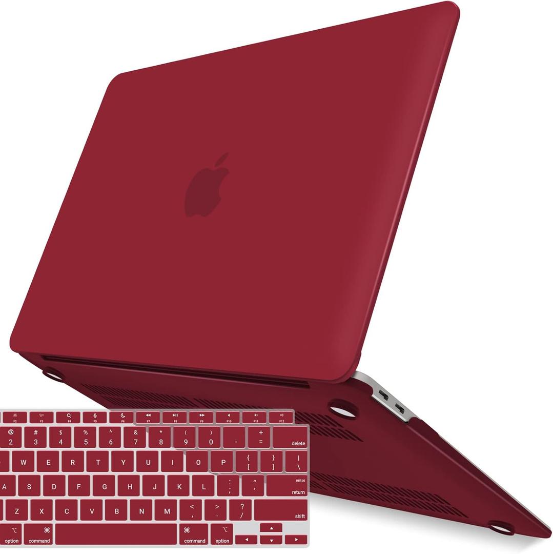 IBENZER Compatible with New MacBook Air 13 inch Case 2022 2021 2020 M1 A2337 A2179 A1932, Plastic Hard Shell Case with Keyboard Cover for Mac Retina Display with Touch ID, Wine Red, MMA-T13WR+1B