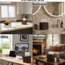 Tissue Box Cover 2-Pack, Square Tissue Holder with Bottom Belt, Modern Tissue Case Facial Paper Organizer Dispenser for Bathroom, Office, Home, Table, Car, Leaf Pattern Brown