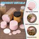 PATIKIL 70mm/2.76" Foam Lid Liner 150pcs Adhesive Round PS Pressure Sensitive Seals, Cap Liners Resistant Tamper for Plastic Glass Jar Bottle Cap Canning Vials Seals Red Text, White