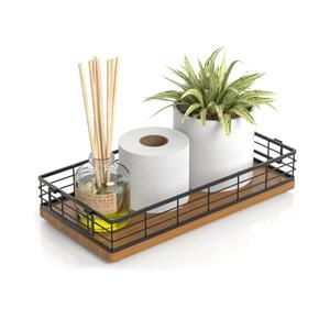 Toilet Paper Basket, 13 Inch Bathroom Basket Toilet Tank Tray Organizer Storage for Toiletries, Living Room and Kitchen (Walnut)