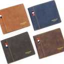 Mens Wallet Bifold Leather Matte Wallet for Men, Thin & Stylish Card Holder with ID Window