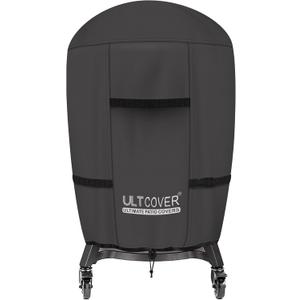 ULTCOVER Outdoor Waterproof Charcoal Kamado Joe Grill Cover for 18 inch Big Green Egg Char-Griller Char-Broil and Other Round Smokers Size Up to 30 Dia x 45 H, Black
