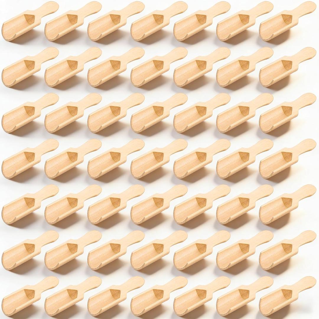 100 Pack Mini Wooden Spoons for Jars, Small Bath-Salt Scoops Mini Scooper Wooden Candy Spoon Washing Powder for Sugar Scrubs, Bath-Salts, Cooking