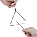 QWORK Steel Triangle Instrument 6 Inch Hand Percussion with Striker & Hanging Loop, Clear Ringing Sound for Classroom Music, Band Rehearsal, Teaching, Parties