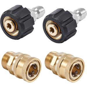 Pressure Washer Quick Connect Fittings, M22 14mm to 3/8 Inch Hose Adapter, 4 Pieces