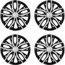 14 Inch Hubcaps with Adjustable Steel Retention Rings, Premium ABS Universal Fit, Set of 4 Wheel Covers (Silver-Black)