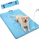 EXPAWLORER Outdoor Dog Bed, Portable Waterproof Reversible Camping Travel Durable Dog Bed, Large Pet Mat Machine Washable Indoor for Medium Large Dogs Puppy Cats Sleeping Outside 35"x51" Blue & Grey