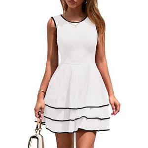 PRETTYGARDEN Women's 2026 Summer Sundresses Casual Elegant Sleeveless Flowy Tiered Ruffle A Line Mini Graduation Party Dress, White, Size S