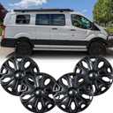 Hubcap Wheel Covers for 2015-2025 Ford Transit 150 250 350 350HD ABS Hubcap Replacement Set of 4, 16 inch Glossy Black