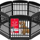IRIS USA Dog Playpen 34" Tall Dog Playpen Indoor 8-Panel Puppy Playpen, 63 x 63 x 35, Extra Tall Dog Play Pen Indoors for Large Dogs, Plastic Pet Playpen, Indoor Dog Pen, Black