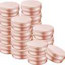 2 Ounce Aluminum Tin Jar with Screw Cap 60mL Tin Cans Refillable Containers for Cosmetic, Lip Balm, Cream, Lotion, Balms, Spices, Salve, Rose Gold 20 Pcs