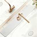 Fast Drying Faucet Mat for Kitchen Sink - 24 Inch Diatomite Quick Dry Stone Faucet Mat with Raised Feet for Kitchen Sink Splash Guard, Bathroom Stone Tray Counter Prevents Moisture Buildup