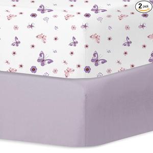 Little Grape Land Crib Sheets for Boys and Girls, 2pk Baby Crib Fitted Sheet for Standard Size Crib and Toddler Mattress, Super Soft Baby Sheet