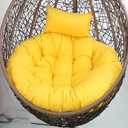 Waterproof Hanging Egg Chair Cushions Outdoor Yellow Egg Swing Pads Thick Hammock Basket Seat Pad with Headrest Pillow Outdoor Papasan Chair Cushion 45 * 45in