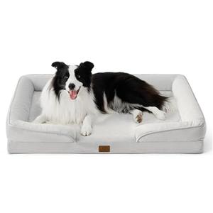Bedsure Orthopedic Dog Beds Large Sized Dog - Washable Large Dog Cat Bed Waterproof, Comfort Dogs Couch Sofa with Washable Removable Cover, Pet Bed with Nonskid Bottom, Light Grey, 35"
