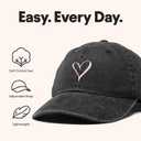 Hand Drawn Heart Hat Womens Embroidered Baseball Cap (Gray)