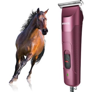 Professional Grooming Electric Corded 2-Speed Horse Clipper with Detachable Blade - Cool & Quiet Running Design - Includes Size T84 Blade for Complete Horse Grooming - Burgundy