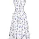 Scarlet Darkness Women's Floral Midi Dress Corset Sundresses 2026 Summer Spring Vacation Milkmaid Dresses White Navy Floral, Size: L