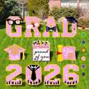 Graduation Decorations 2026 Pink, 11 Pcs Graduation Yard Signs Class of 2026, 15" Large Shimmering Grad Signs for Lawn Garden Pathway, High School College Senior Grad Party Decor Outdoor