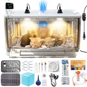 Puppy Incubator with Heating and Fan, Ideal Incubator for Puppies and Kittens, Ensures Good Ventilation and Temperature Control for Newborn Pets (85L)